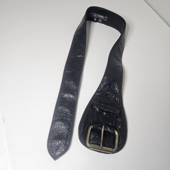 JJ Winters Leather Belt Black Brass Graduated Width Women's S Small - Picture 3 of 4